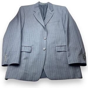 LAUREN Ralph Lauren Suit Jacket Mens 42L Charcoal Gray Pinstripe Wool Sport Coat